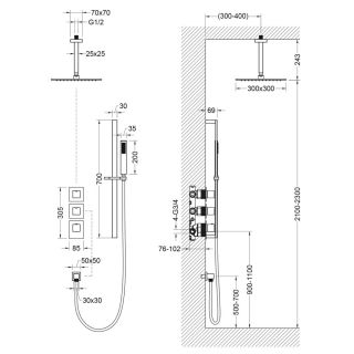 Душевой комплект Timo Selene SX-2229/03SM с термостатом чёрный
